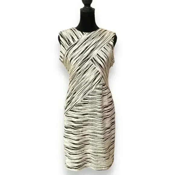 Calvin Klein Dresses & Skirts - Calvin Klein Sleeveless Black and White Striped Stretch Bodycon Dress